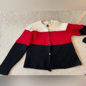 Talbots 100% Wool Cream Knit Cardigan